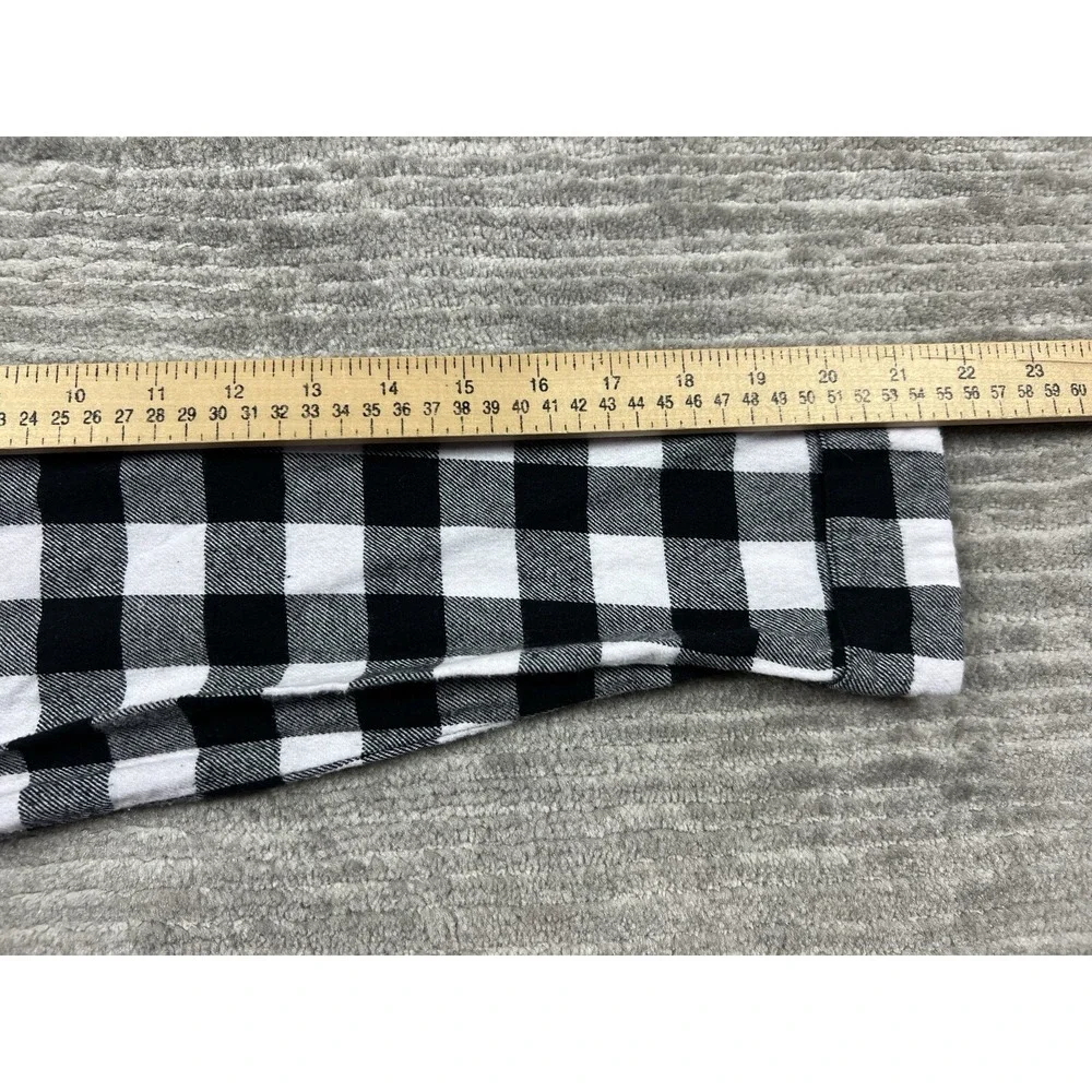 Latuza Sleepshirt Womens Medium Black & White Plaid Long‎ Sleeve Flannel